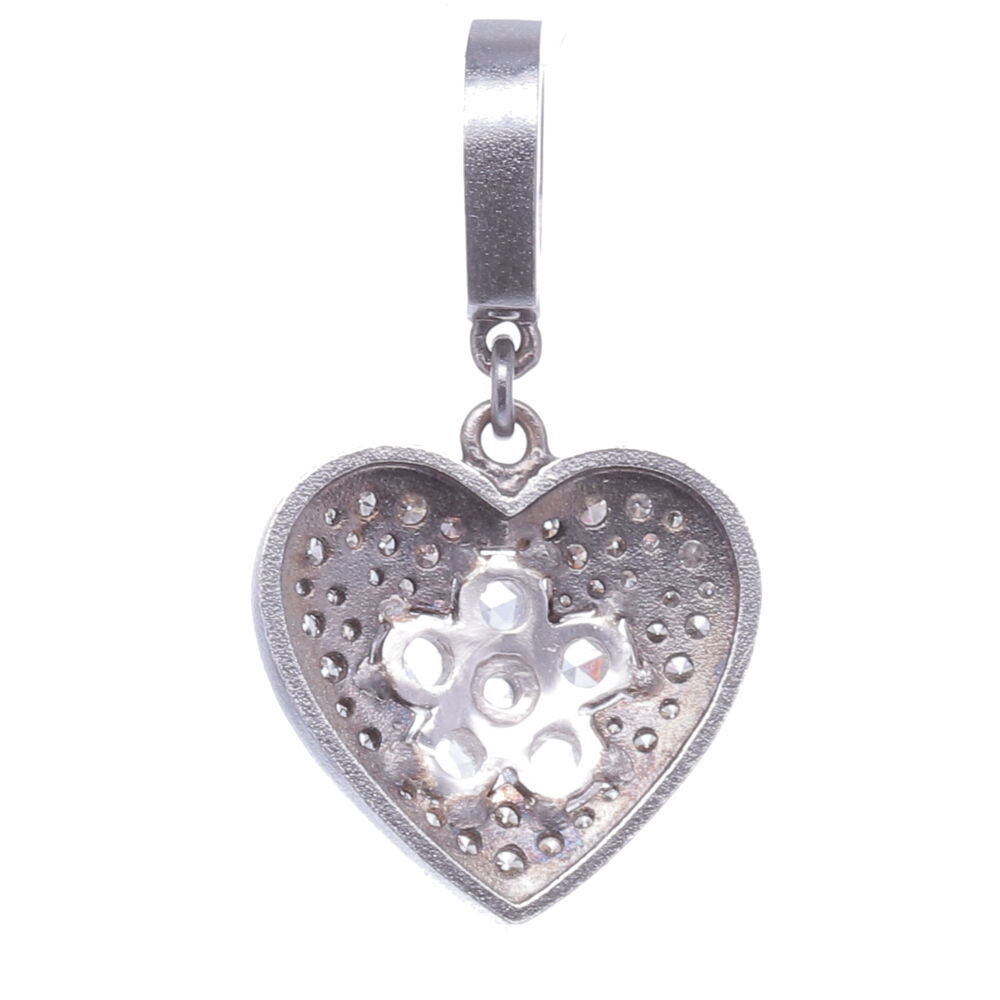 Image 2 for Diamond Heart with Rose Cut Diamond Flower Center