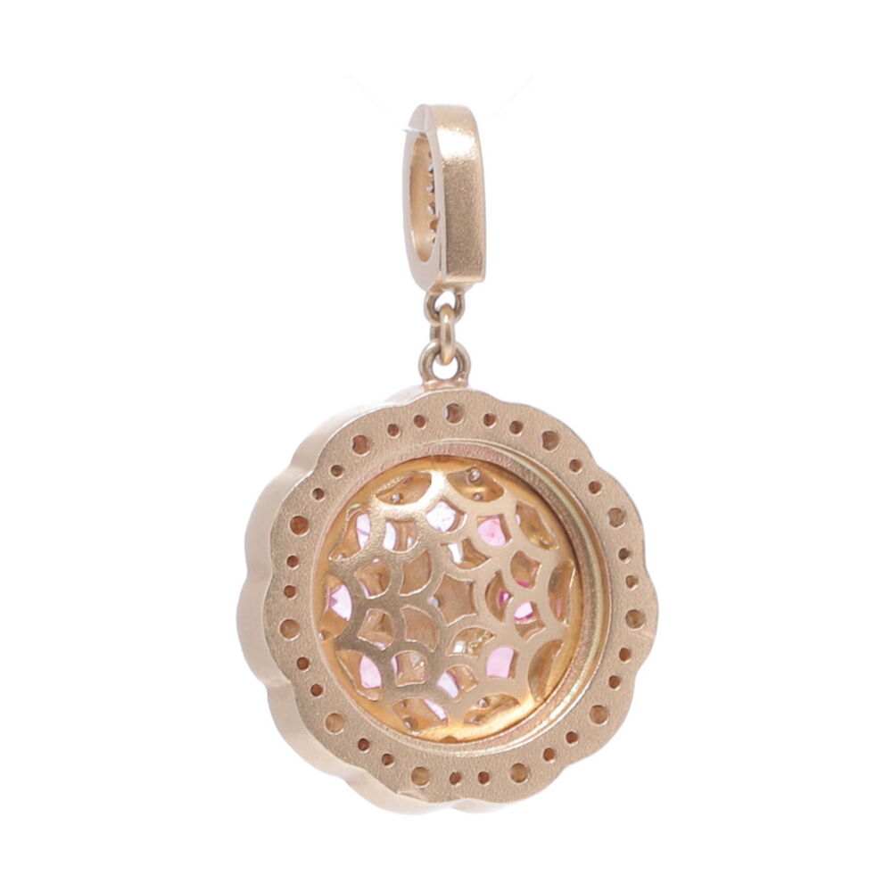 Image 2 for Yellow Gold Pink Bloom Pendant