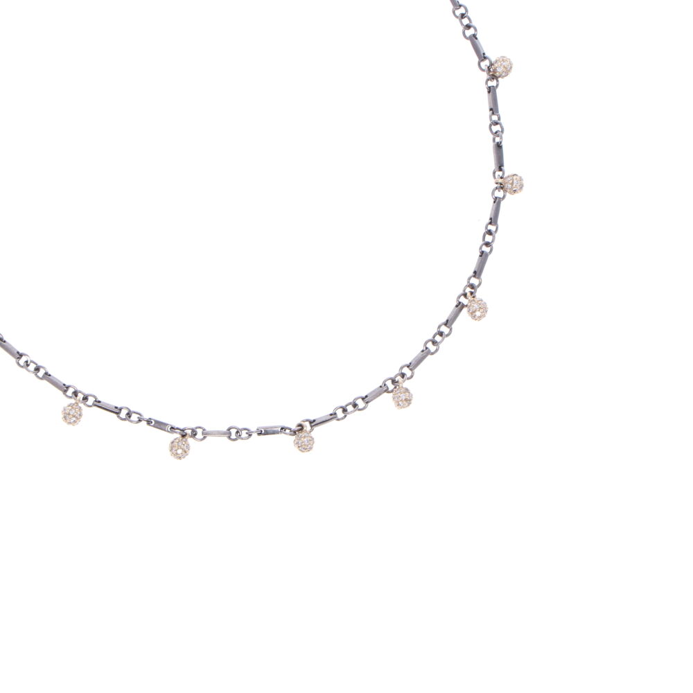 Image 2 for Tri Colored Diamond Sphere Necklace 18"