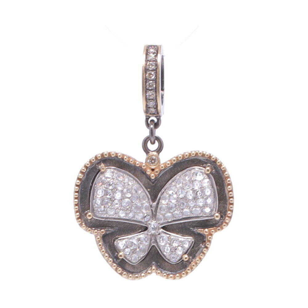 Pave Diamond - 0.5tw
14k Yellow Gold - 3.5g
Black Rhodium Silver
Pave Diamond Butterfly Pendant