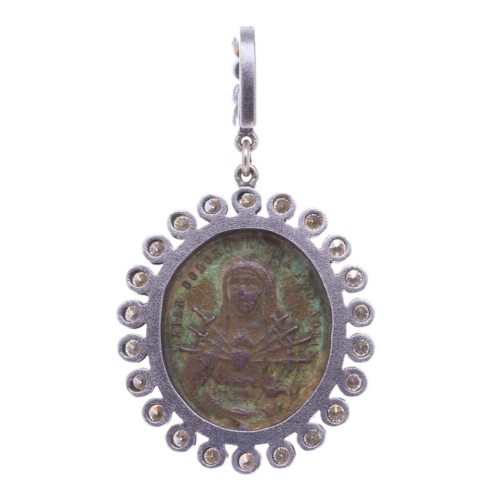 Image 2 for French Crucifixion and Our Lady of Sorrows Medal Pendant