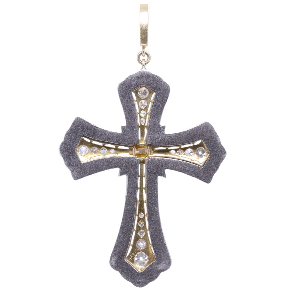 Image 2 for Antique Art Deco Diamond Cross Pendant