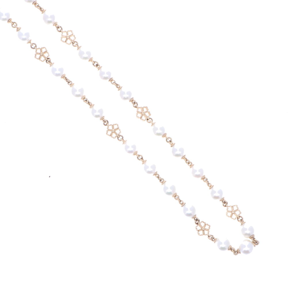 Image 2 for Limited Edition Akoya Pearl Necklace with Flower Stations 32"