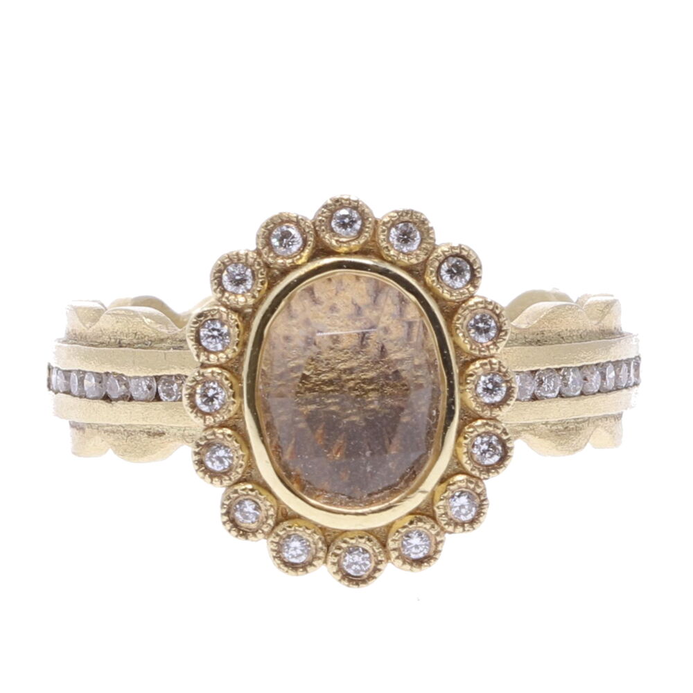14K Yellow Gold: 5.88g Diamond: 0.32tw White Topaz White Topaz Princess Ring