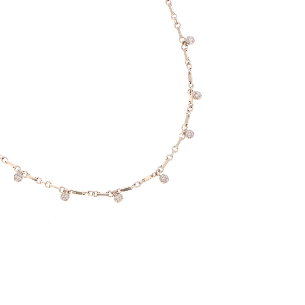 Image 2 for Yellow Gold Diamond Sphere Necklace 18"