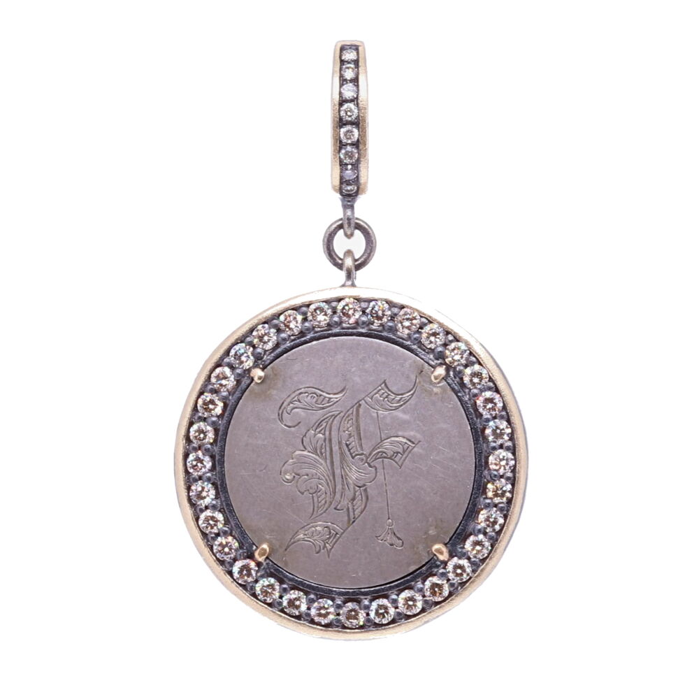 Love Token Pendant Engraved with "F" | Cynthia Ann Jewels