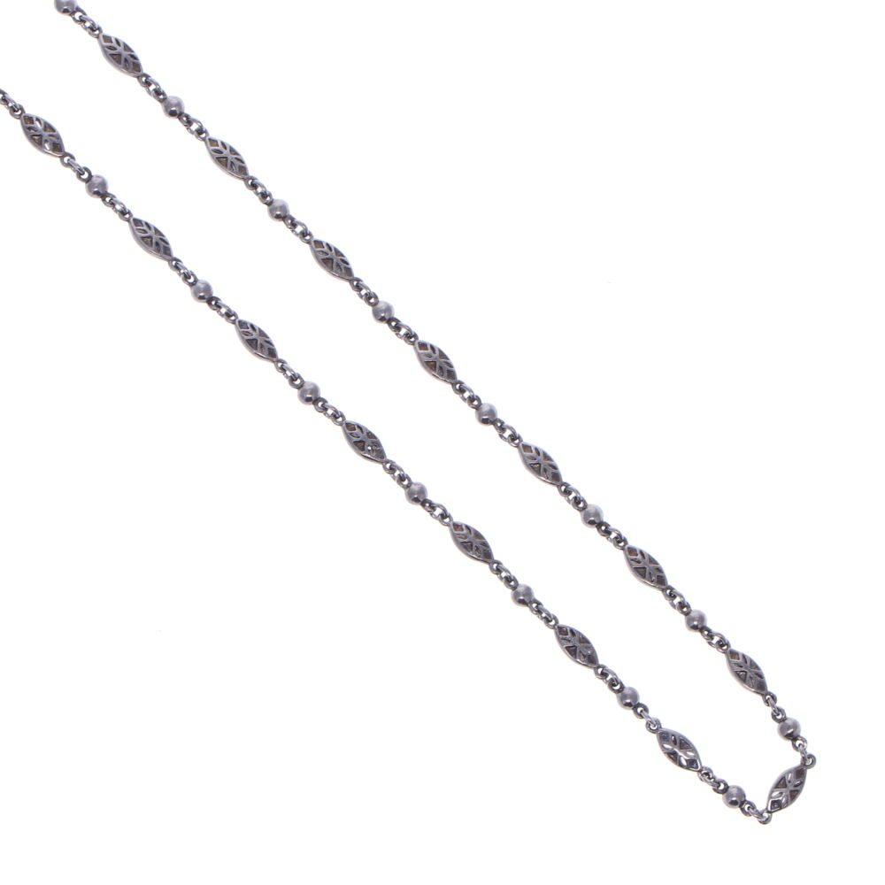 Image 2 for Tiny Polished Marquise Rhodium Sterling Chain Link Necklace