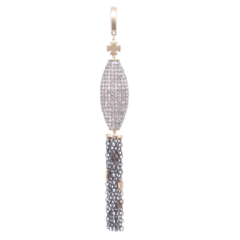 Image 2 for Oblong Pave Diamond Tassel with Tiny Crosses