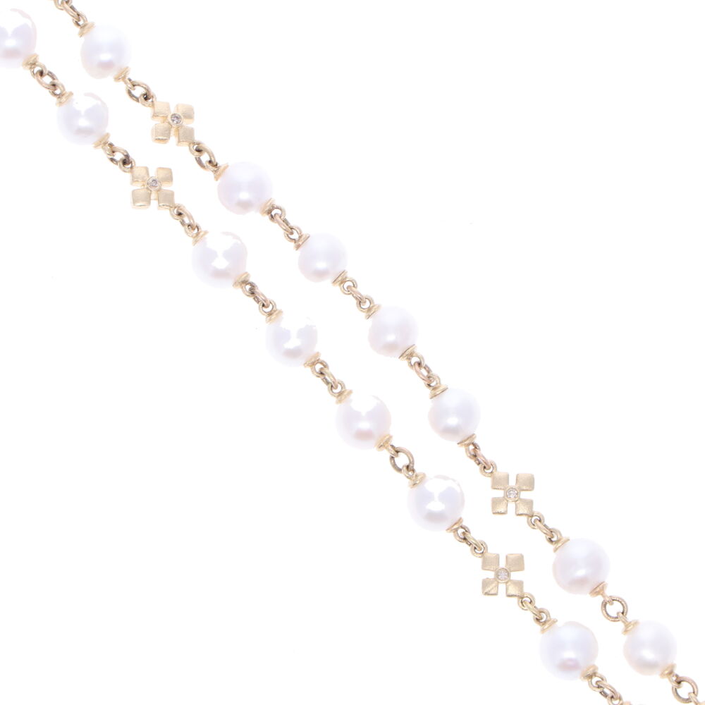 Image 2 for Limited Edition Akoya Pearl Necklace With Cross Stations 36"