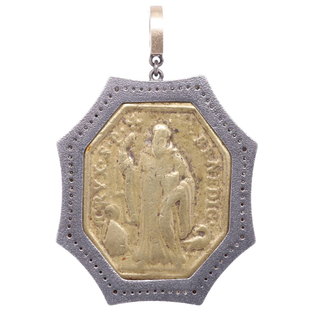 Image 2 for St. Benedict Diamond Cross Pendant