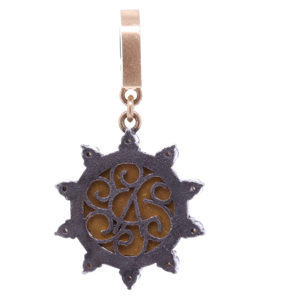 Image 2 for Blue Italian Micro Mosaic Starburst Floral Pendant
