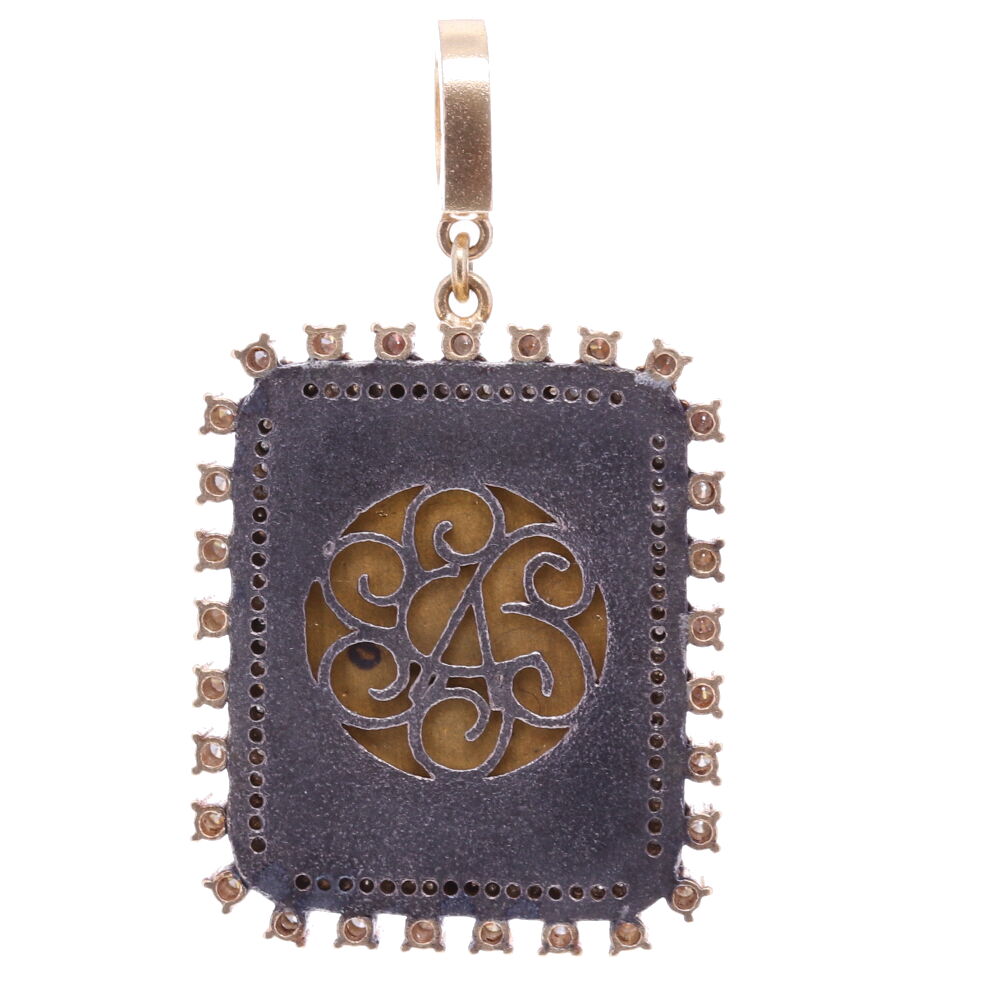 Image 2 for Red PAX Square Italian Antique Micro Mosaic Dove Pendant
