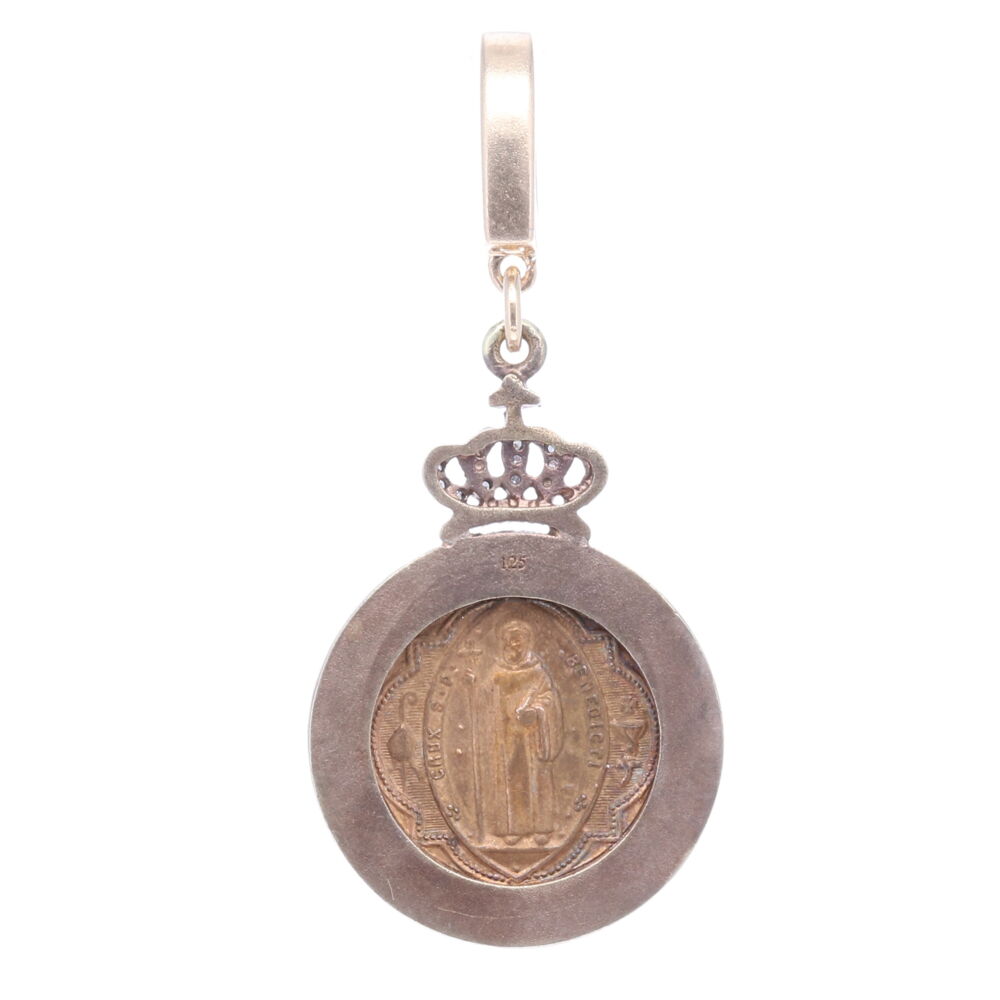 Image 2 for Antique St. Benedict Pendant with Cross Shield Inlay