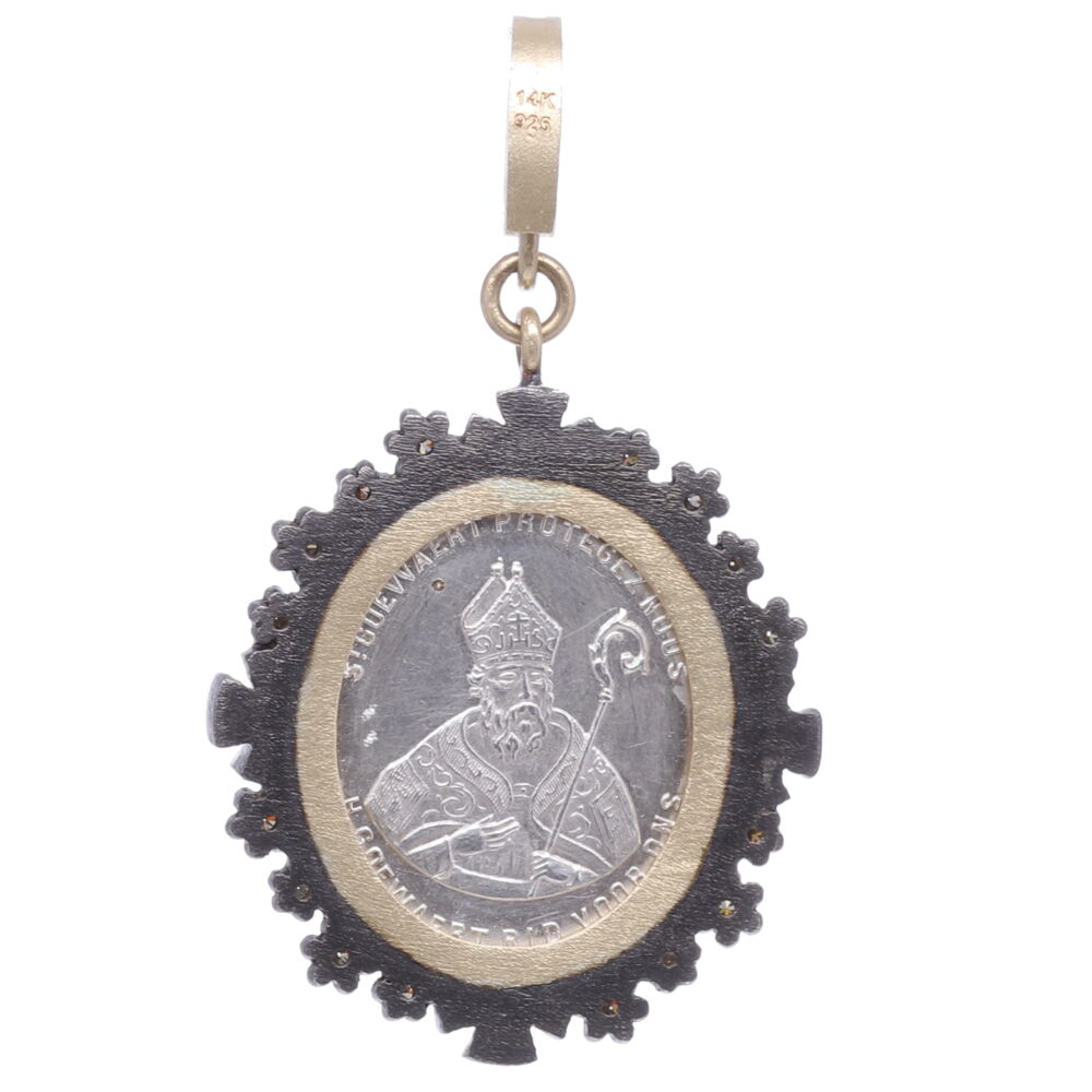 Image 2 for French Silver Guardian Angel Pendant