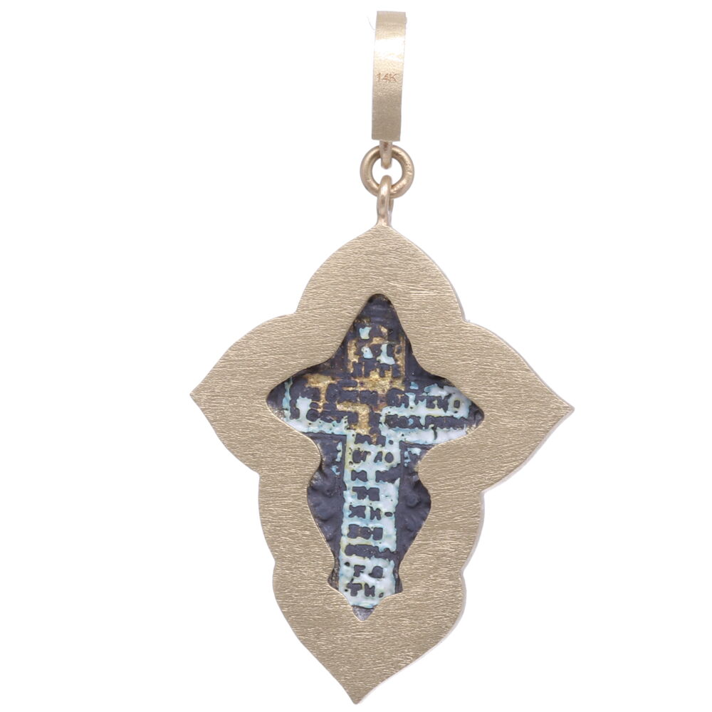 Image 2 for Small Old Believers Cross with Enamel Pendant