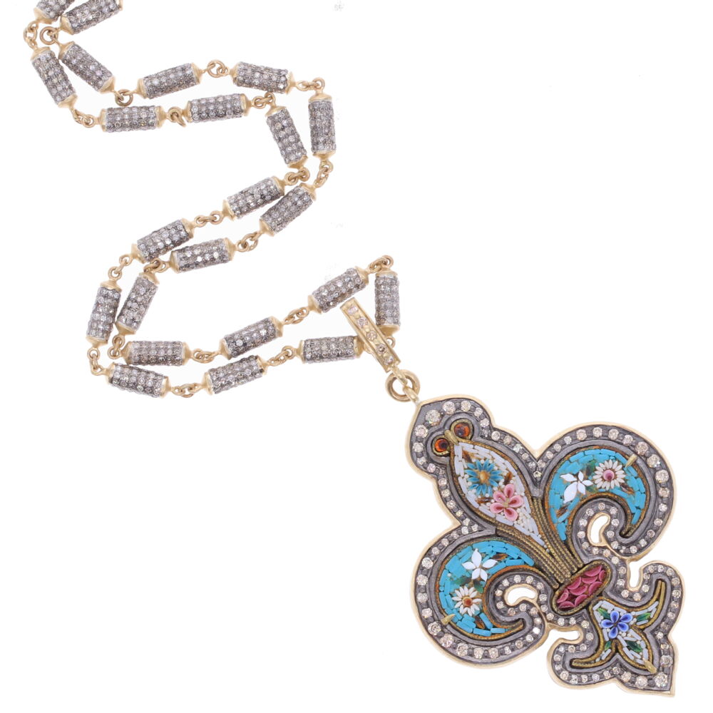 Image 2 for Diamond Barrel Necklace 19"