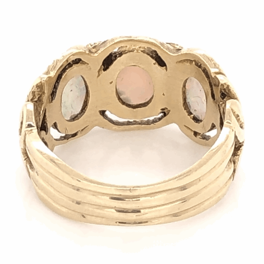 Image 2 for 14K Yellow Gold Victorian 3 Opal Ring 1tcw & .12tcw diamonds s6