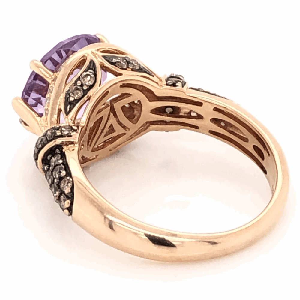 Image 2 for 14K Rose Gold LEVIAN 3ct Amethyst & .54tcw Diamond Ring 5.08g, s7