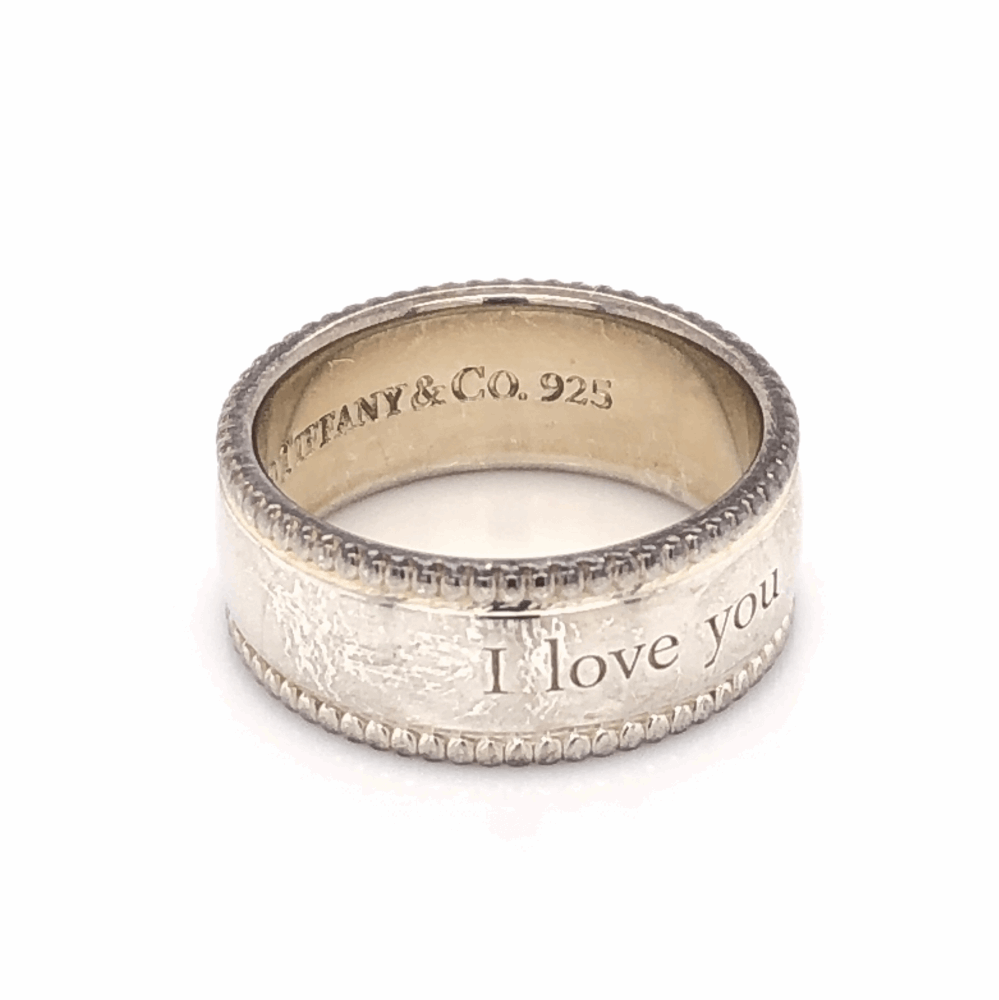 Image 2 for 925 Sterling TIFFANY & CO Beaded Band Ring I LOVE YOU 7.4g, s7