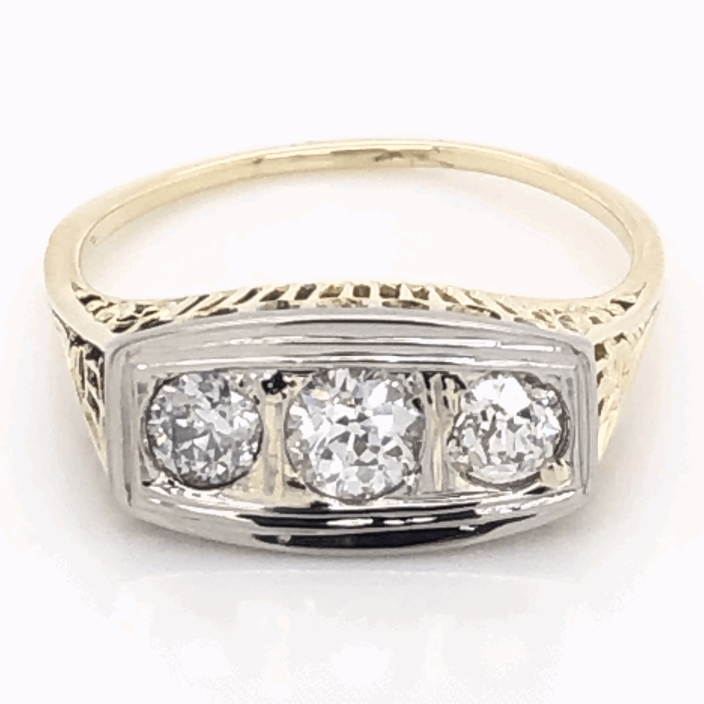 Size 8.<div style="position: initial; margin: initial;"><span style="font-size: 16.8px; position: initial; margin: initial;"></span><a href="https://youtu.be/ZyswYvZ3HYM" title="https://youtu.be/ZyswYvZ3HYM" style="text-decoration: none;">https://youtu.be/ZyswYvZ3HYM<span style="font-size: 16.8px; position: initial; margin: initial;">https://youtu.be/ZyswYvZ3HYM</span><br style="position: initial; margin: initial;"><div style="position: initial; margin: initial;"></div></a><div style="position: initial; margin: initial;"><br style="position: initial; margin: initial;"></div><div style="position: initial; margin: initial;"><br style="position: initial; margin: initial;"></div></div> Platinum on 14K Yellow Gold Edwardian 3 Stone Diamond Ring .69tcw 2.9g, s8