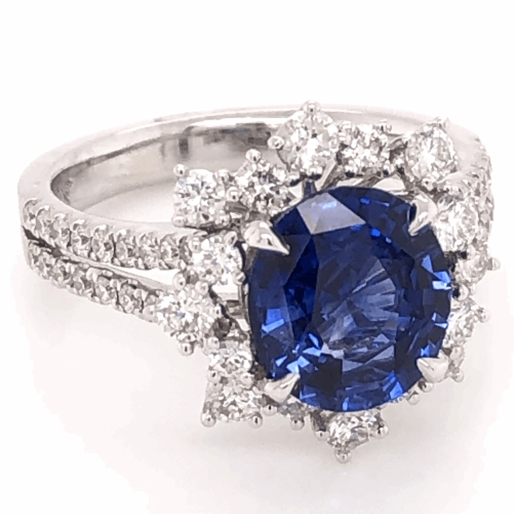 Image 2 for Oval Cut Sapphire & Diamond Ring