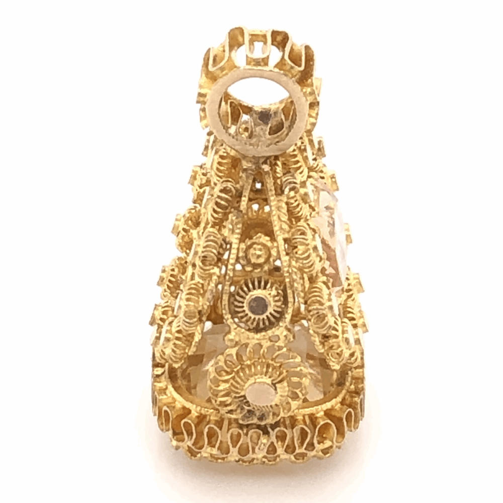 Image 2 for 22K Yellow Gold Stamp Pendant Citrine & Peach Stone 4.1g, 7/8" Tall