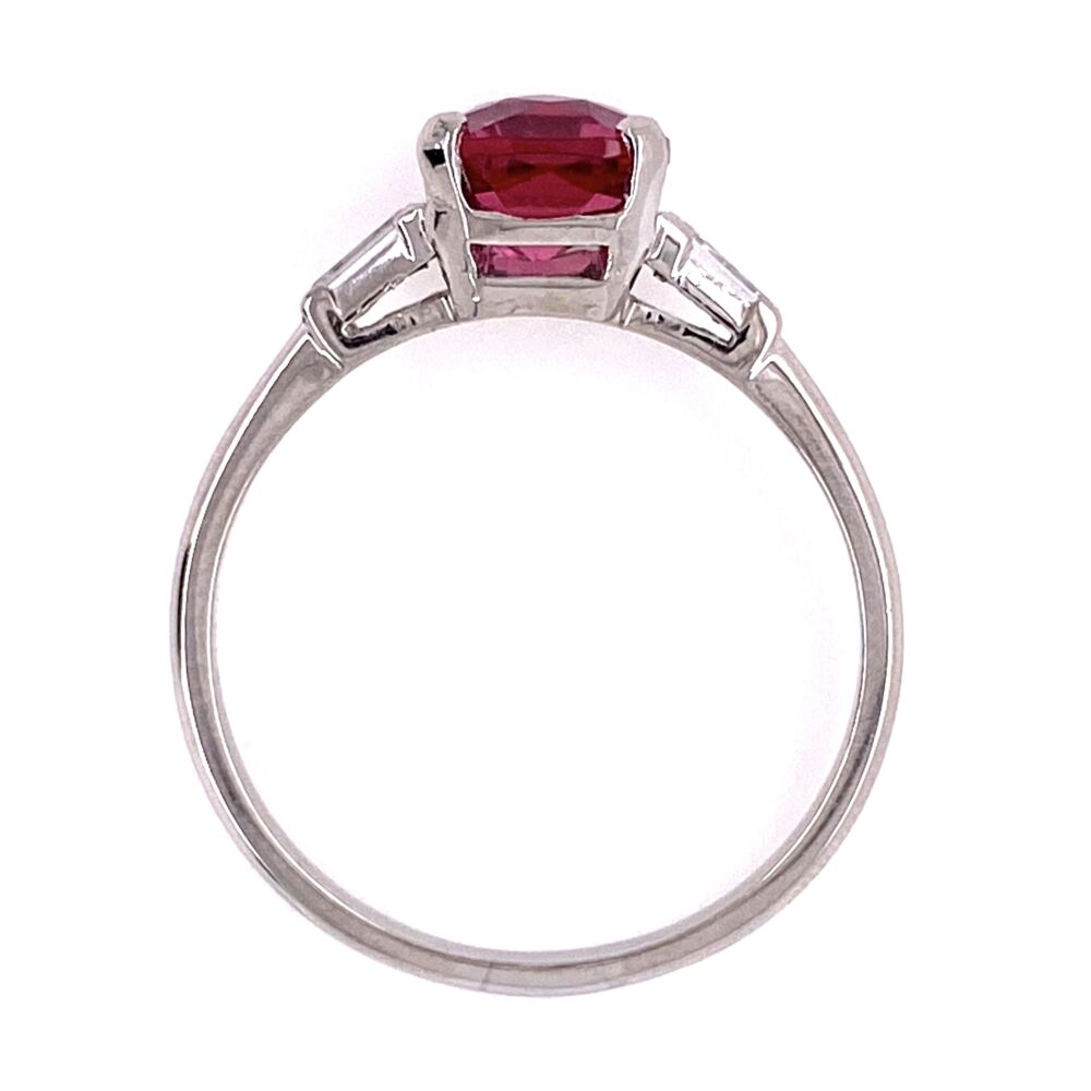 Image 2 for Platinum 1.53ct Cushion Pink Tourmaline with 2 Diamond .20tcw 4.1g, s8.5