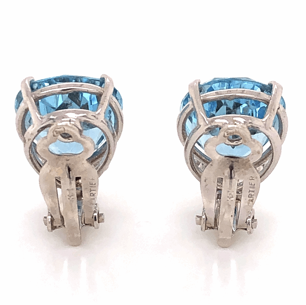 Image 2 for Platinum Pear Shape Aquamarine Earrings with Diamonds
