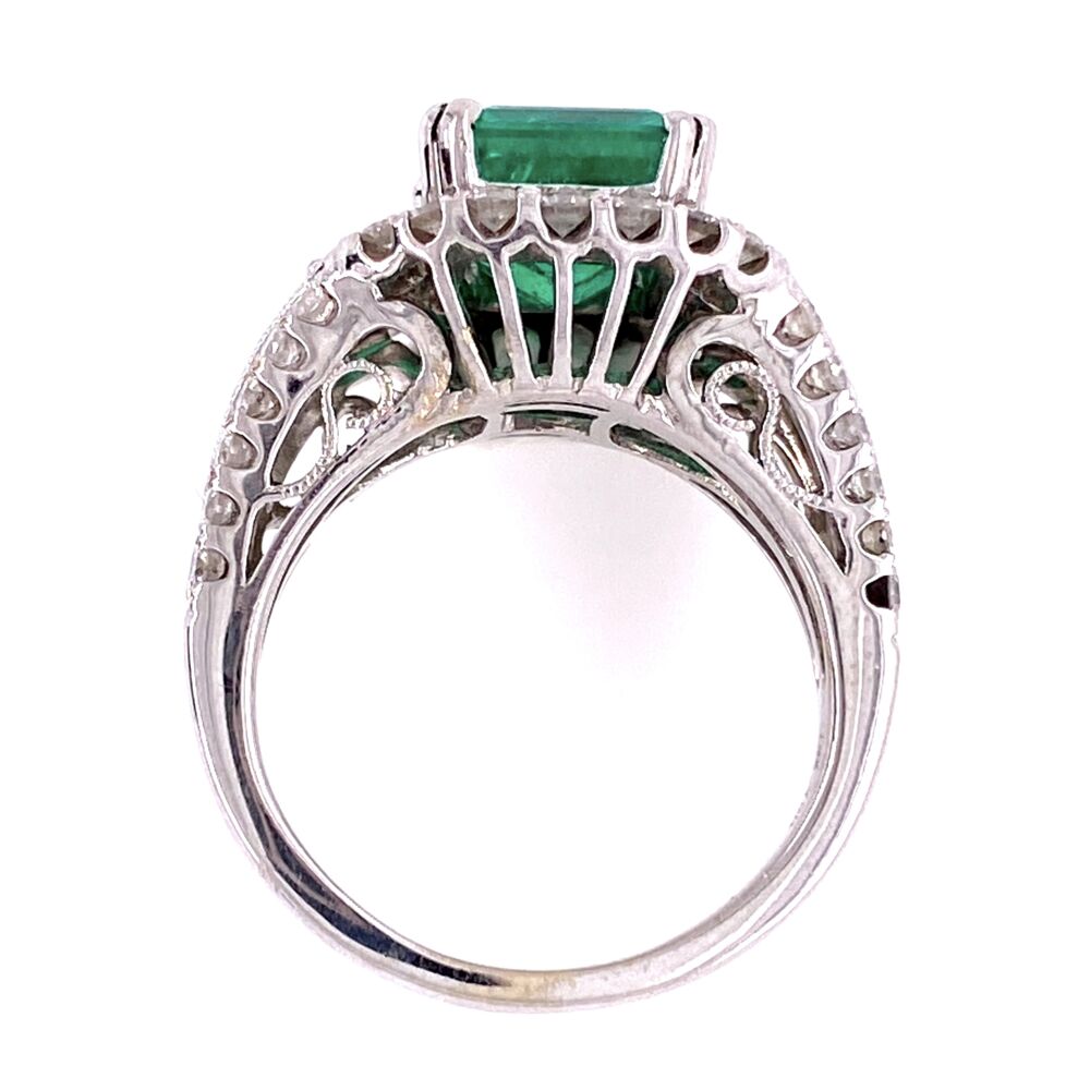 Image 2 for 18K White Gold 2.75ct Emerald Cut Emerald, 1.20tw Diamonds, signed J.D c1980's, s5.5