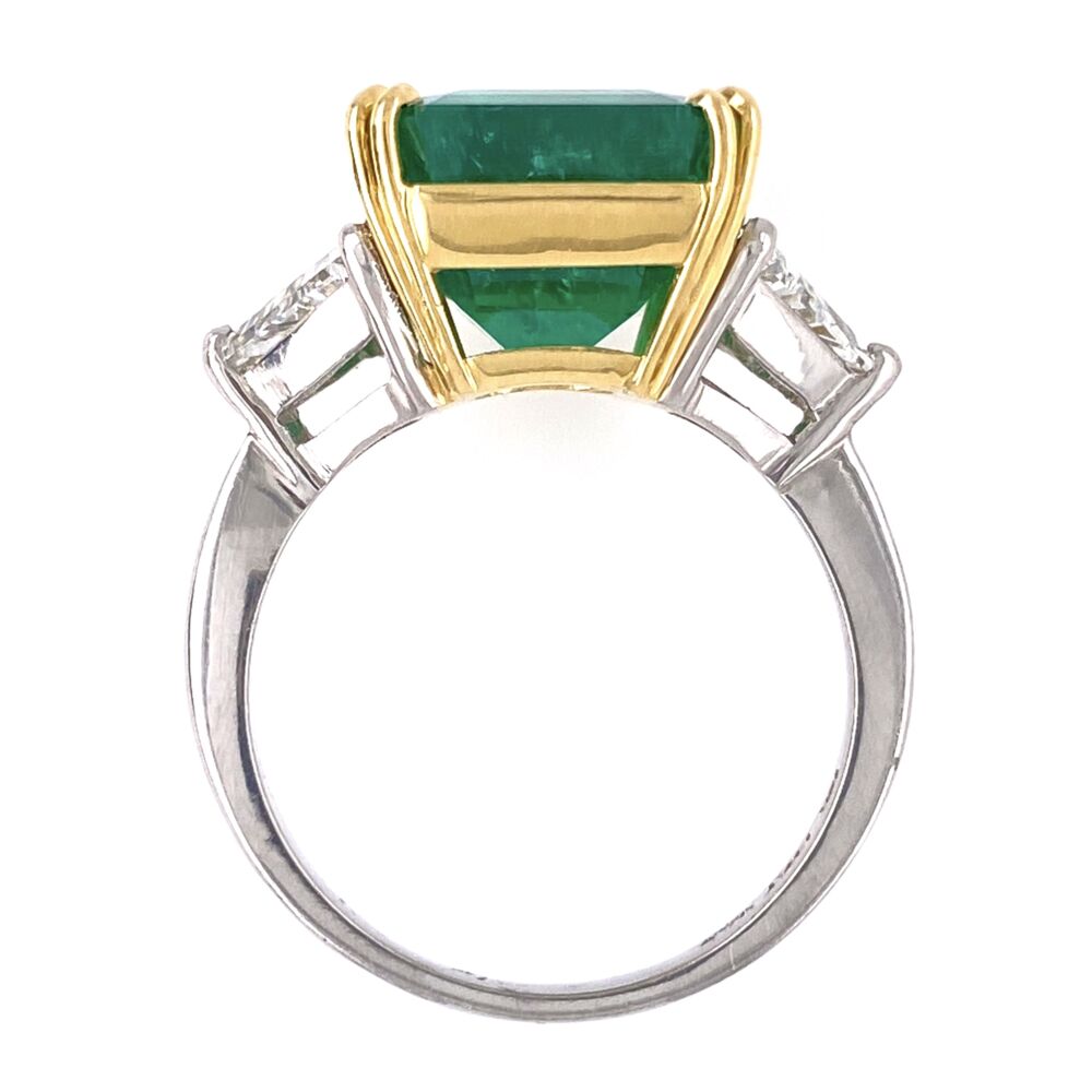 Image 2 for Platinum/18K 6.69ct Emerald Cut Emerald Ring, GIA #21852004555, 2tril= .94tcw