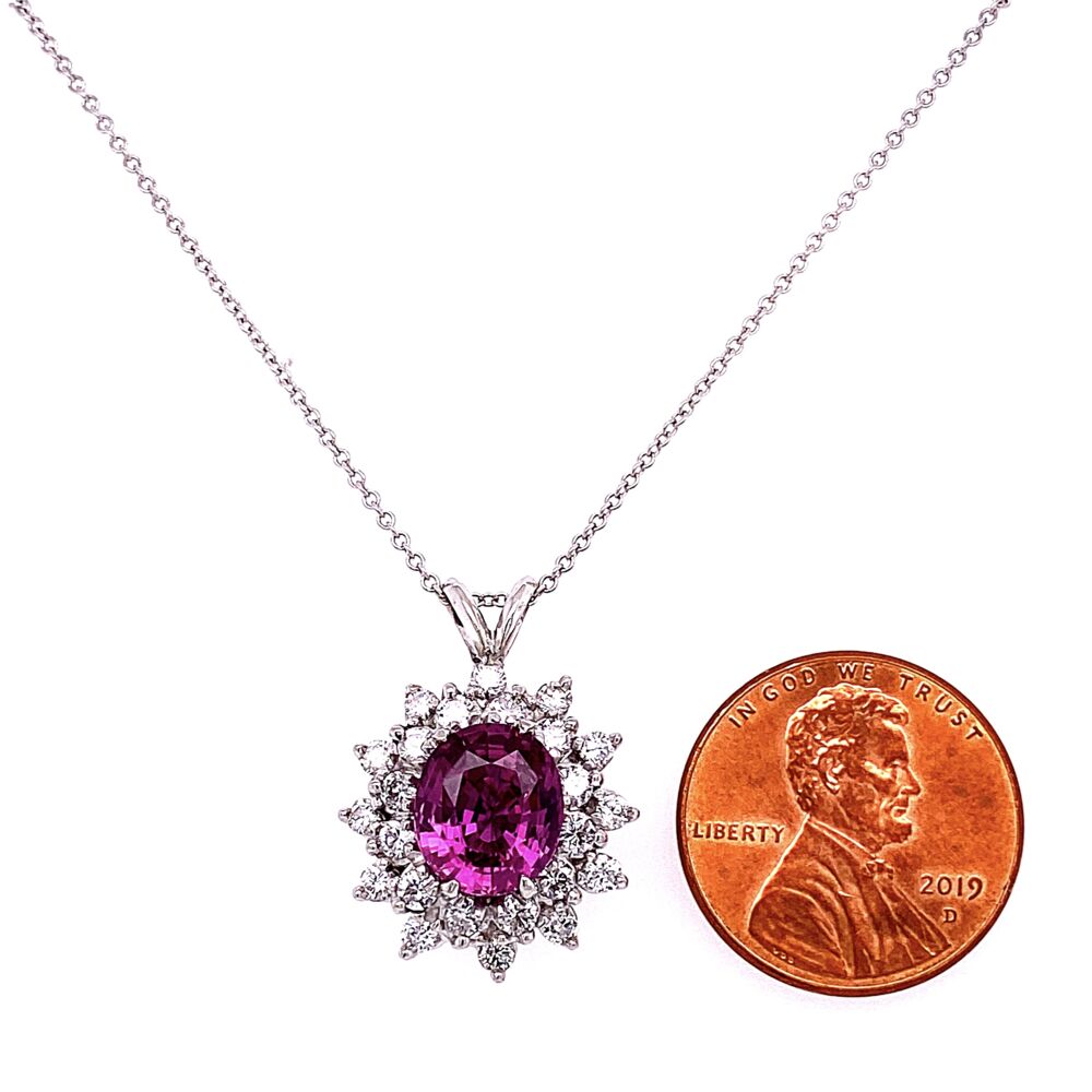 Image 2 for Platinum 3.02ct Pink Sapphire & 1.45tcw Diamonds Pendant Necklace 18K WG 18" Chain