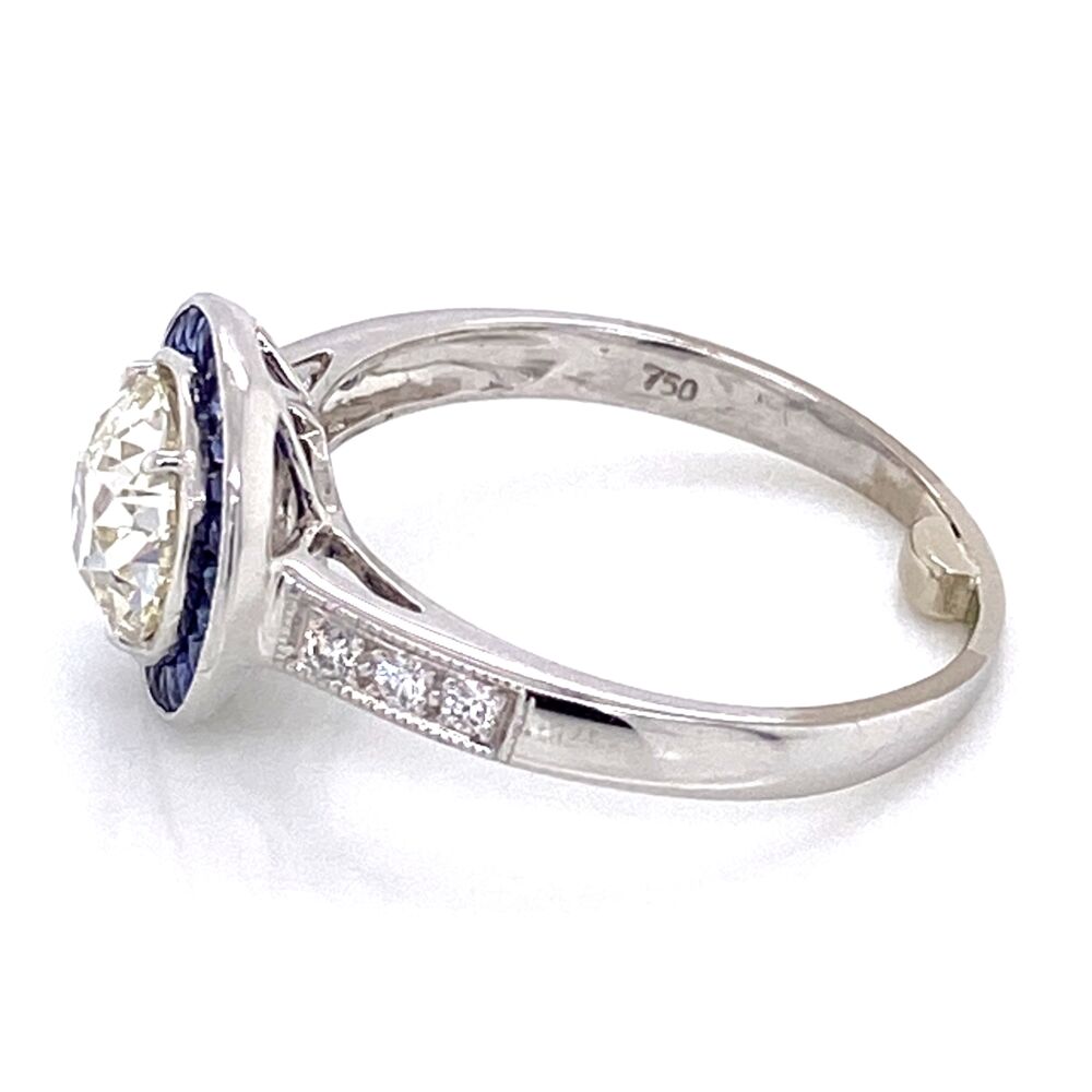 Image 2 for Art Deco OEC Diamond Ring w/ Sapphire Halo