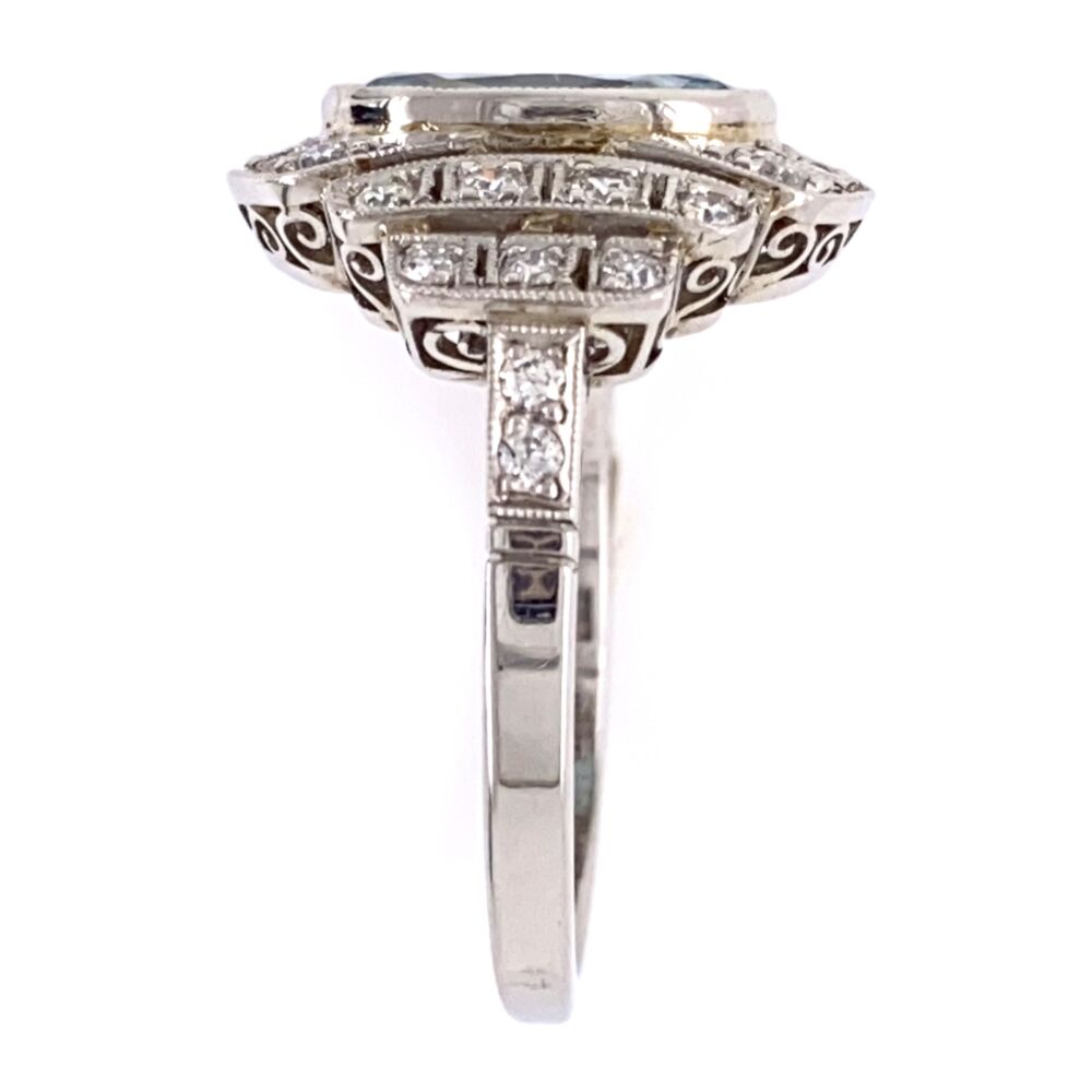 Image 2 for Platinum Art Deco 3.95ct Oval Blue Zircon & .50tcw OEC Diamond Ring 6.8g, s7.25