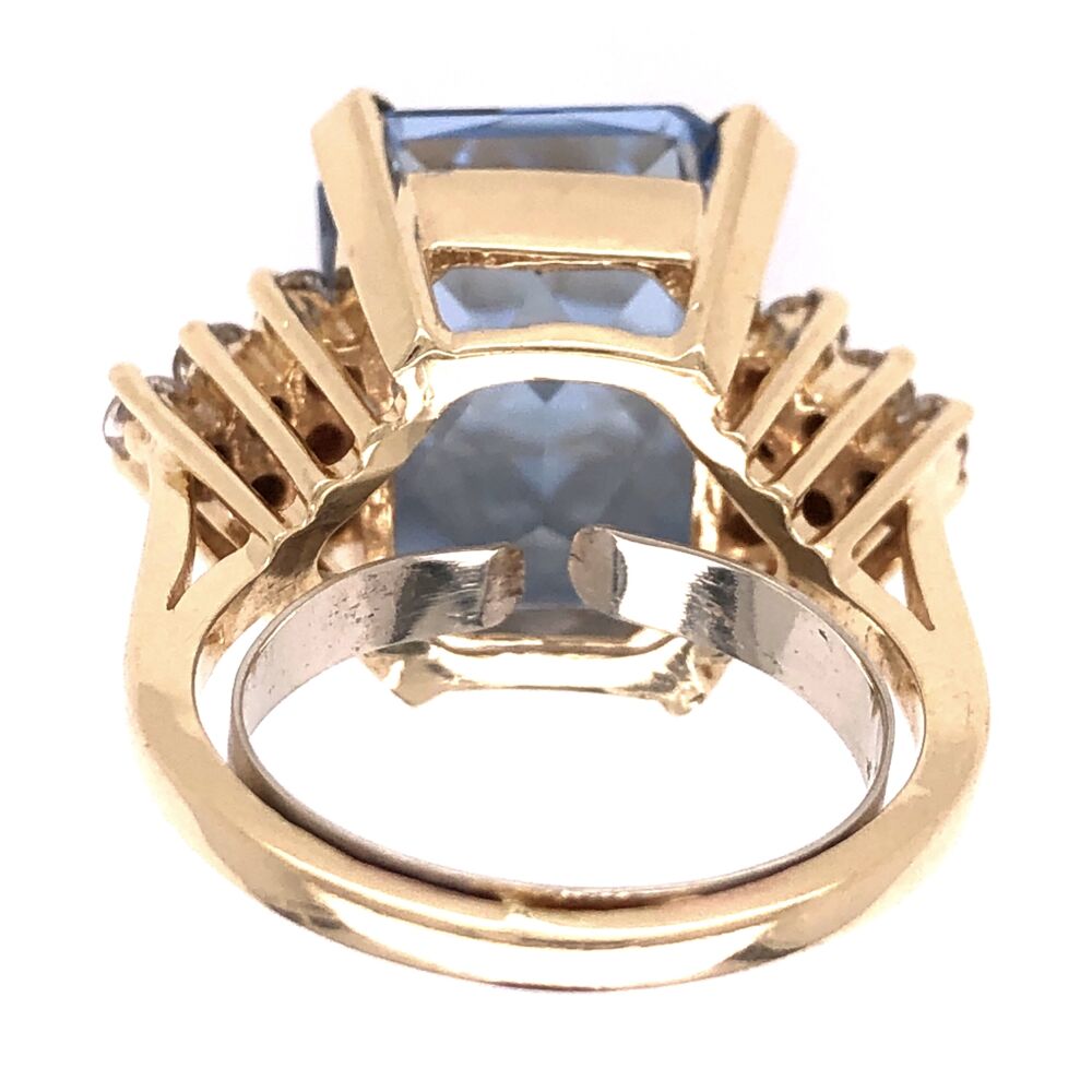 Image 2 for 18K Yellow Gold 7.5ct Rectangular Blue Topaz & .70tcw Diamond Ring 9.9g, s6