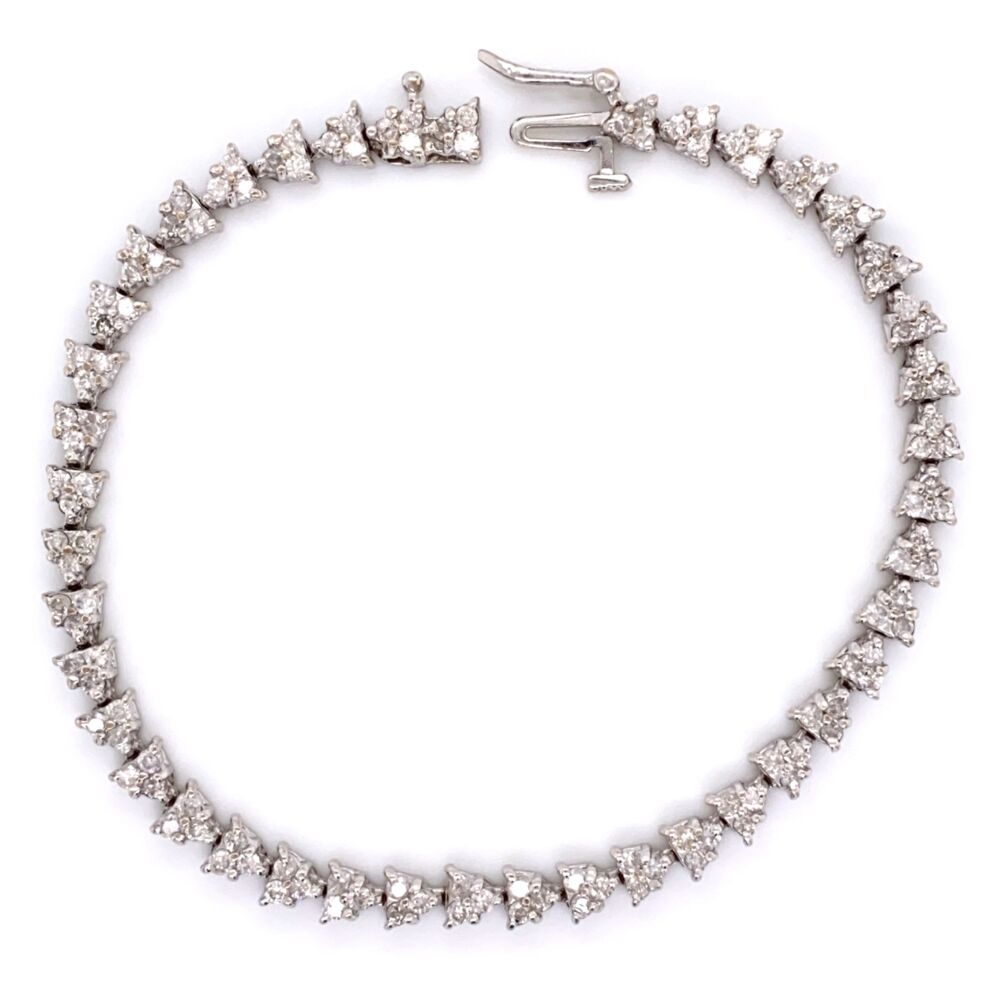 Image 2 for 14K White Gold Mosaic Line Bracelet 126 Diamond 3.5tcw 13.4g, 7"
