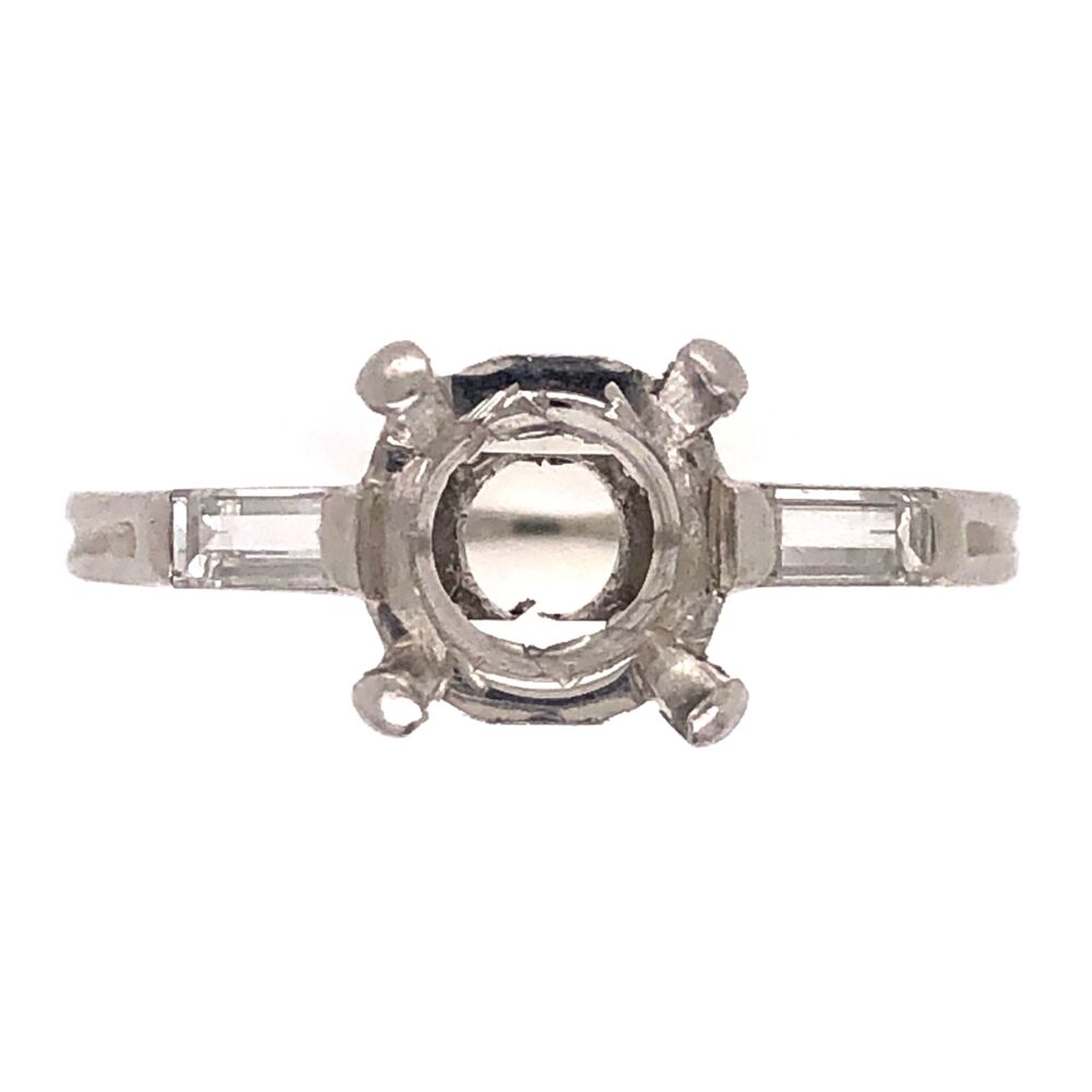 Size 5.5 Platinum TIFFANY & CO 1950's Baguette Semimount .10tcw 3.1g, s5.5