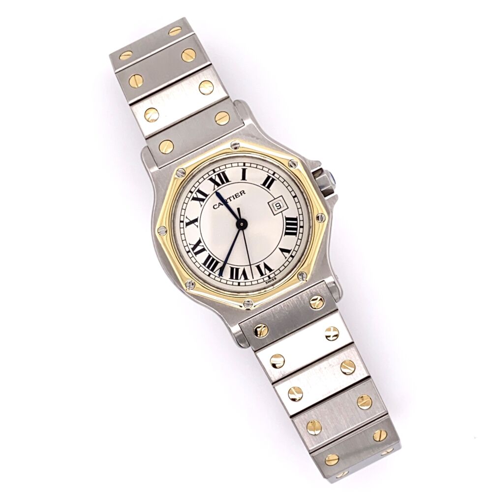 October 2019 Full Service Overhaul & Polish CARTIER SANTOS Octogan Stainless Steel & 18K Yellow Gold 2966 30mm 296632749