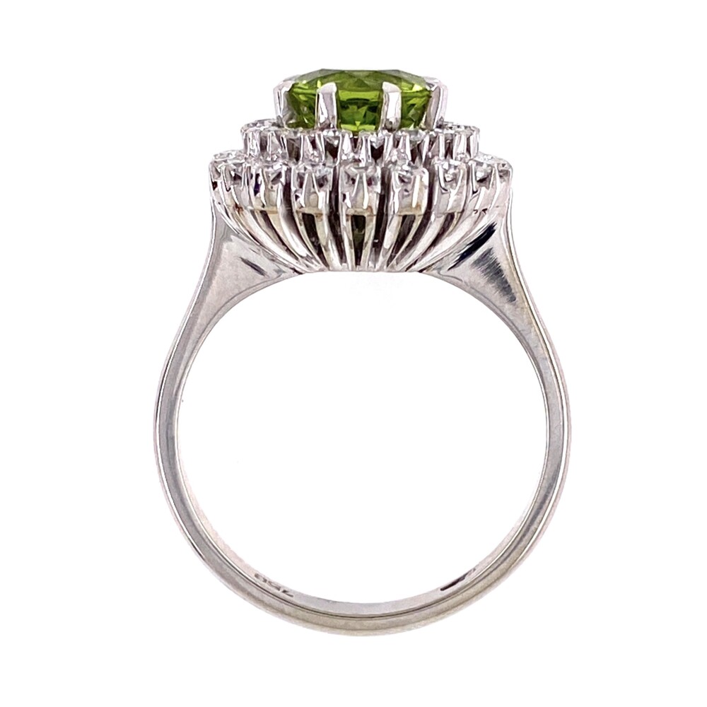 Image 2 for 18K White Gold 1950's 1.25ct Peridot with Double Halo .55tcw Diamond 8 prong Ring 5.9g, s7