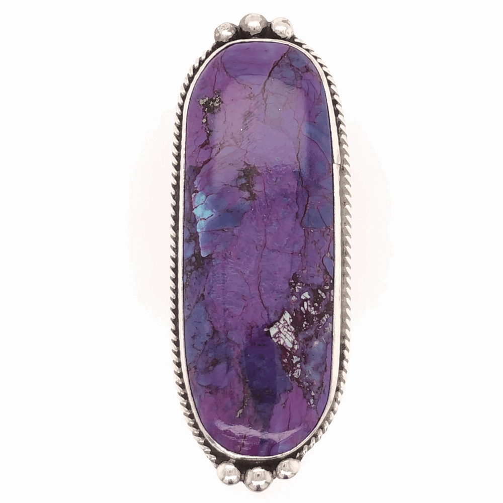 Image 2 for 925 Sterling Vintage Native Long Purple Stone Ring