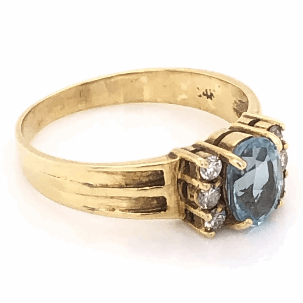 Image 2 for 14K Yellow Gold .35ct Oval Aquamarine & .10tcw Diamond Ring 2.8g, s6.75