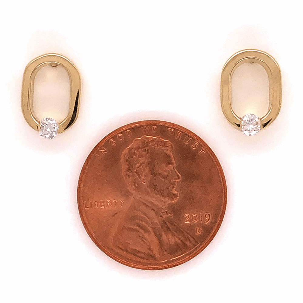 Image 2 for 14K Yellow Gold COFFIN & TROUT Open "0" Diamond Earrings .14tcw 2.8g