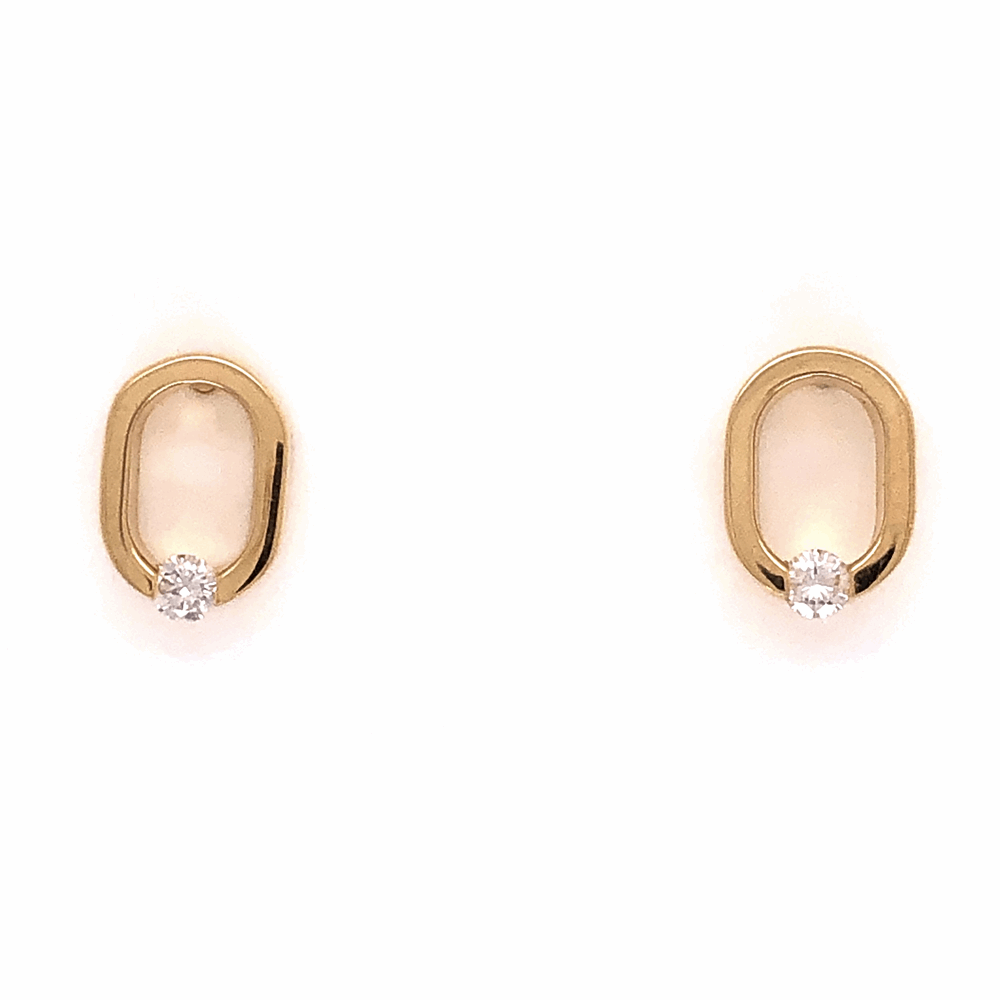 3/8" Tall 14K Yellow Gold COFFIN & TROUT Open "0" Diamond Earrings .14tcw 2.8g