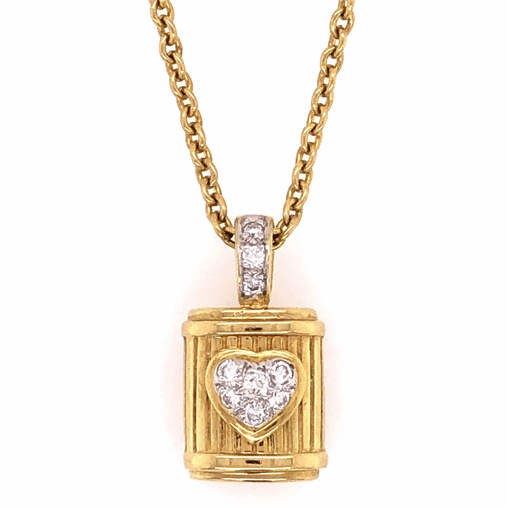 Image 2 for 18K Yellow Gold RG DWK Diamond Heart Pendant .22tcw 12.8g on 18" Chain