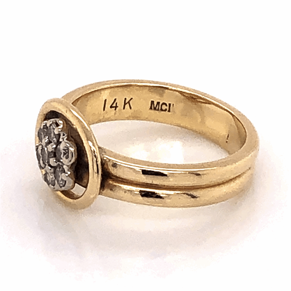 Image 2 for 14K Yellow Gold Double Shank Diamond Cluster Ring .20tcw 3.9g, s4.5