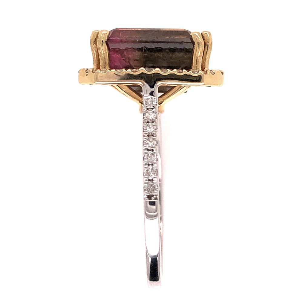 Image 2 for 14K White & Yellow Gold 6.10ct Watermelon Tourmaline & .51tcw Diamond Ring 4.7g, s6.25