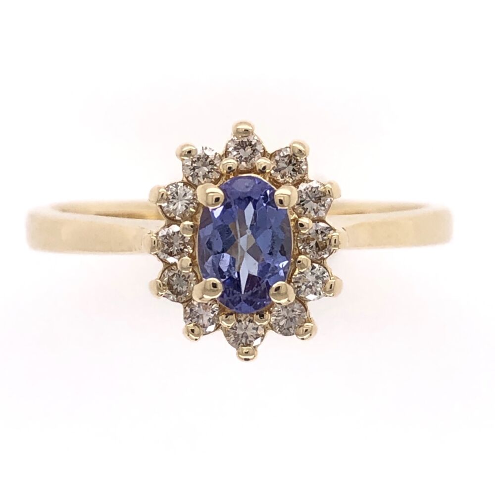 14K Yellow Gold .40ct Oval Tanzanite & .20tcw Diamond Ring 3.3g, s7.5