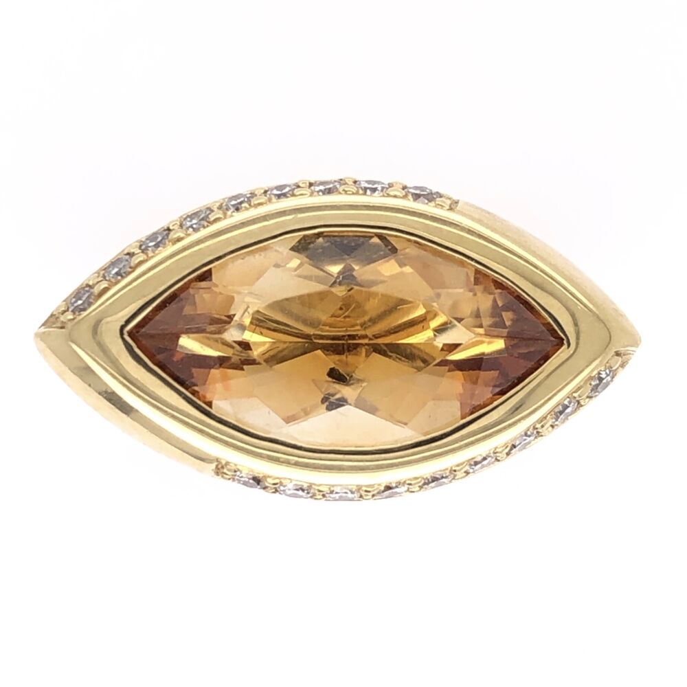 18K Yellow Gold 3.00ct Marquis Citrine EAST WEST & .40tcw Diamond Ring, s6.25