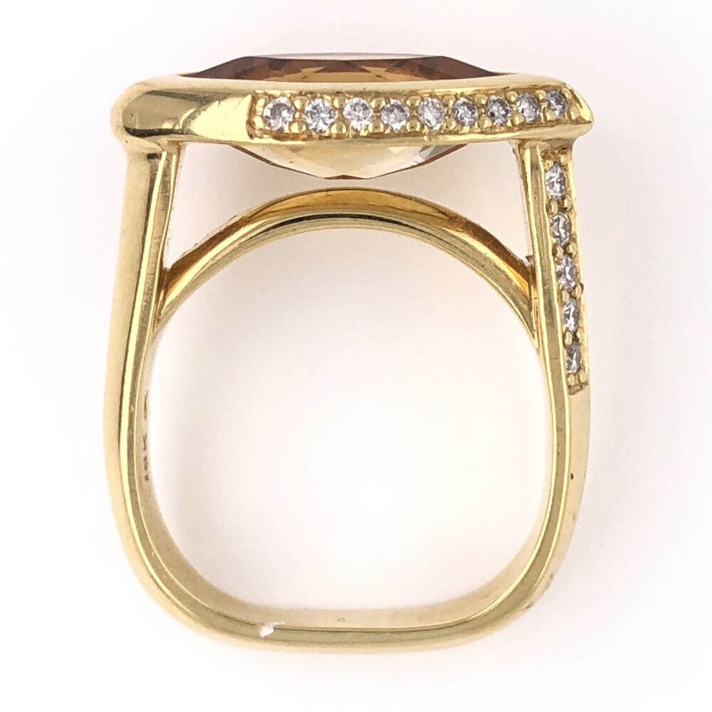 Image 2 for 18K Yellow Gold 3.00ct Marquis Citrine EAST WEST & .40tcw Diamond Ring, s6.25