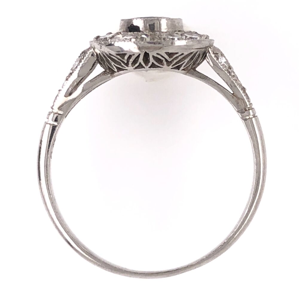 Image 2 for Platinum Art Deco 1.00ct Sapphire & .50tcw Diamond Ring 3.4g, s6.25