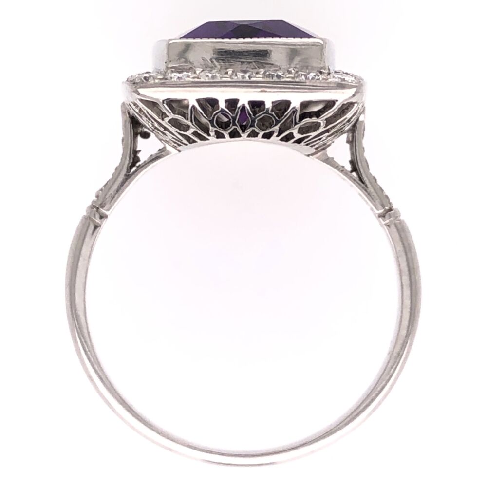 Image 2 for Platinum Art Deco Elongated 5.95ct Amethyst and .65tcw Diamond Ring 5.3g, 6.75